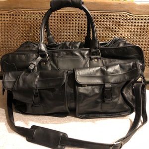 KLUGE KINGPORT Full Grain Leather Gym Carry On Bag Expand Exterior Pockets
